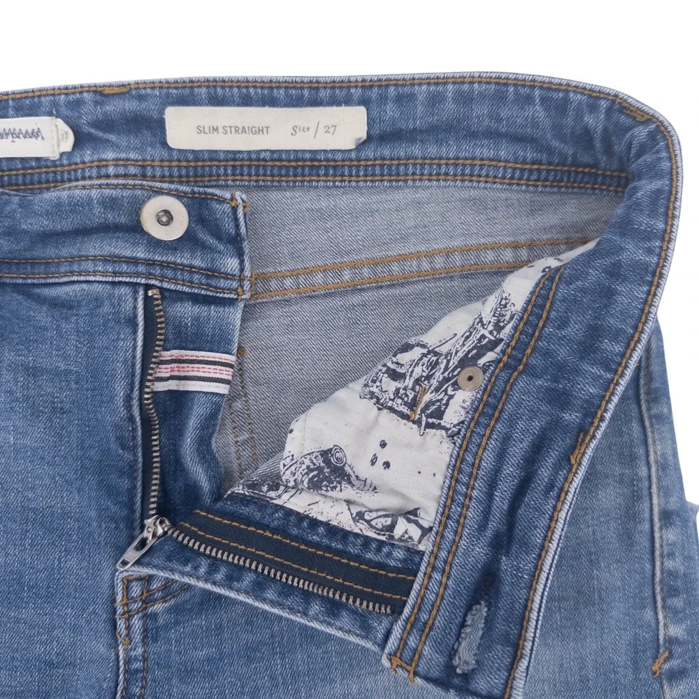 Anthropologie Pilcro Women's Size 27 Slim Straight Jeans Blue Raw Hem 25
